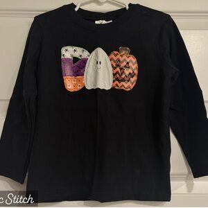 Black Halloween Embroidered Kids Shirt